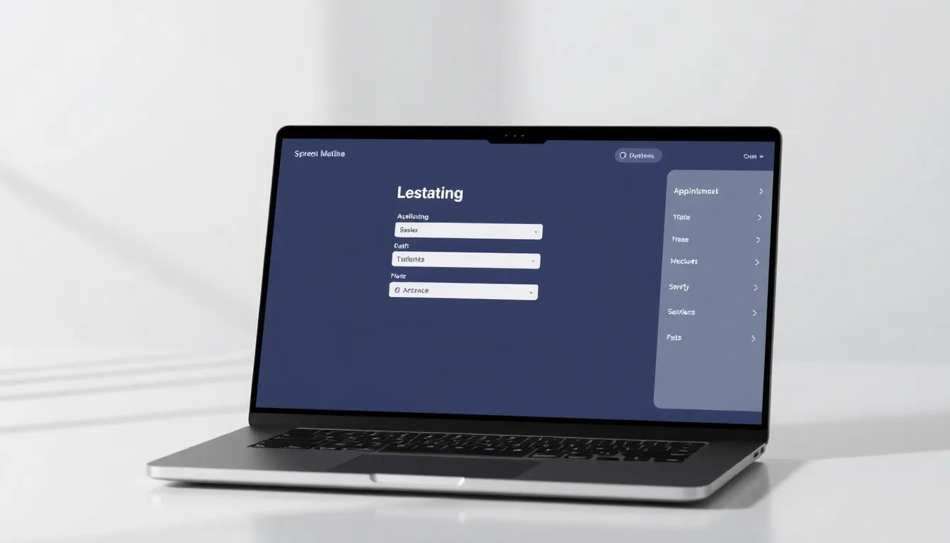 Appointment booking system for coaches displayed on a modern laptop screen
